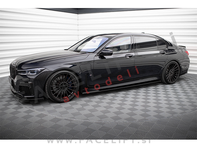 Podaljški pragov črni sijaj BMW 7 G12 M-Pack Long 15-22