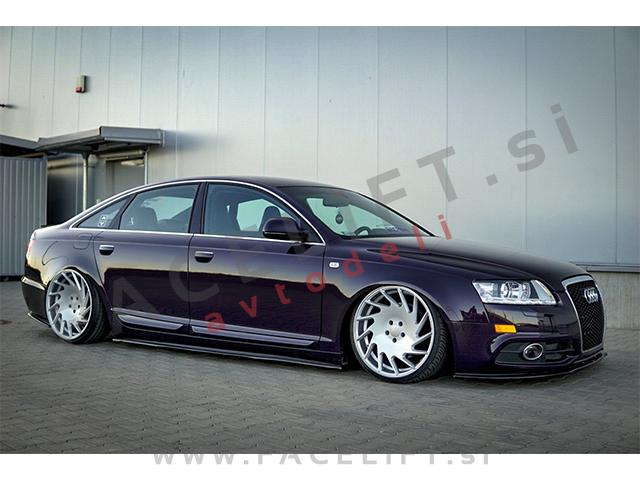 Podaljški pragov črni sijaj Audi A6 C6 4F S line 08-11