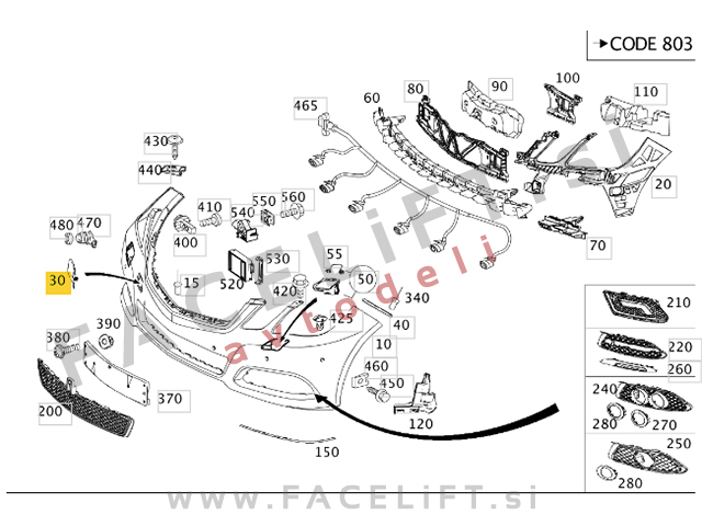 Pokrov vlečne kljuke sprednji Mercedes E W212 09-13