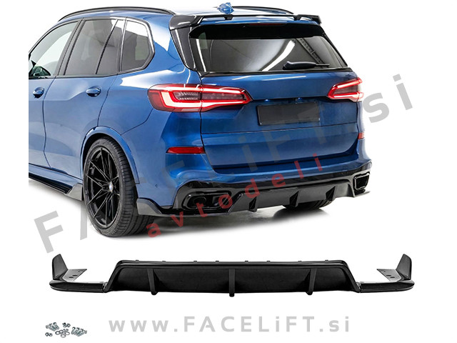 Difuzor zadnjega odbijača črni sijaj BMW X5 G05 M-Pack 18-23