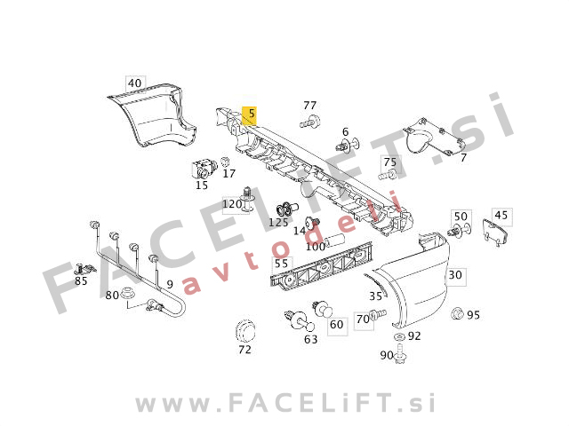 Zadnji odbijač srednji del za barvanje Mercedes Viano Vito W639 10-14