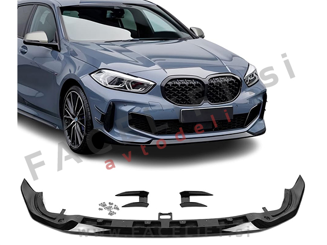 Podaljšek sprednjega odbijača črni sijaj M-Performance izgled BMW 1 F40 F41 M-Pack 19-24