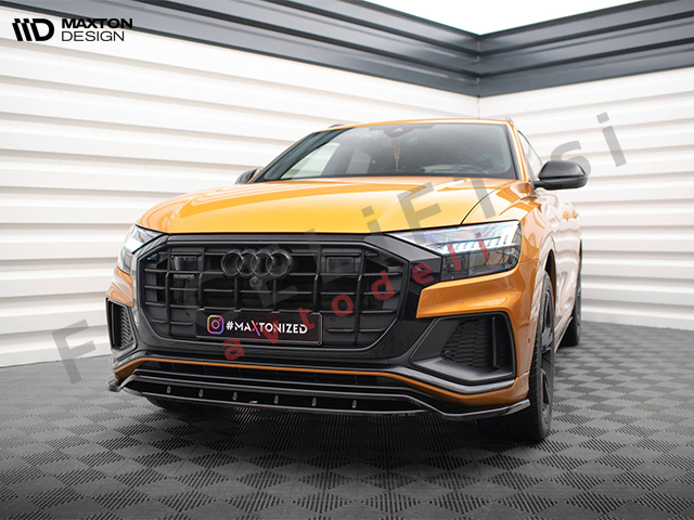 Podaljšek sprednjega odbijača V.1 črni sijaj Audi Q8 S line, SQ8 18-23