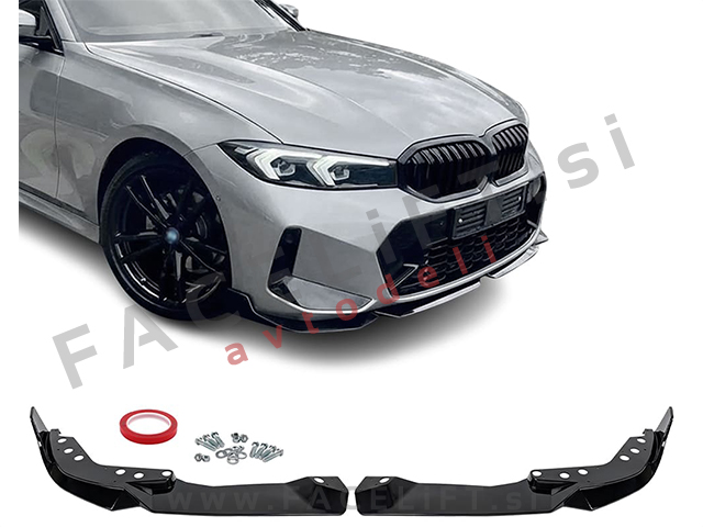 Podaljšek sprednjega odbijača črni sijaj M-Performance izgled BMW 3 G20 G21 LCI M-Pack 22-26