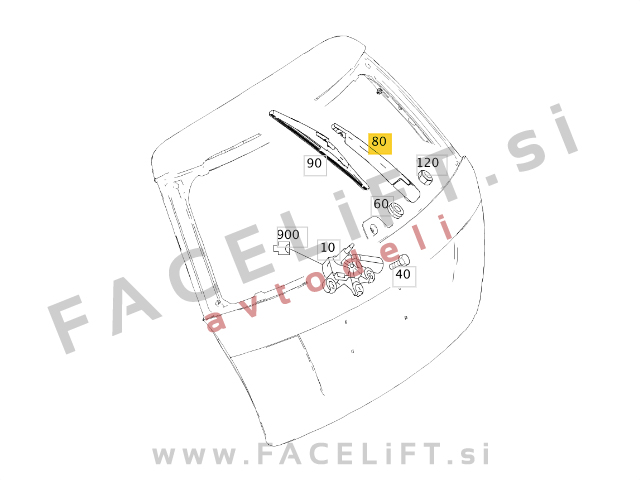 Roka metlice brisalca z metlico zadnja 290mm Mercedes C Karavan S204 07-14