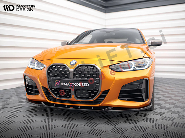 Podaljšek sprednjega odbijača V.4 črni sijaj BMW 4 M-Pack, M440i G22 G23 20-