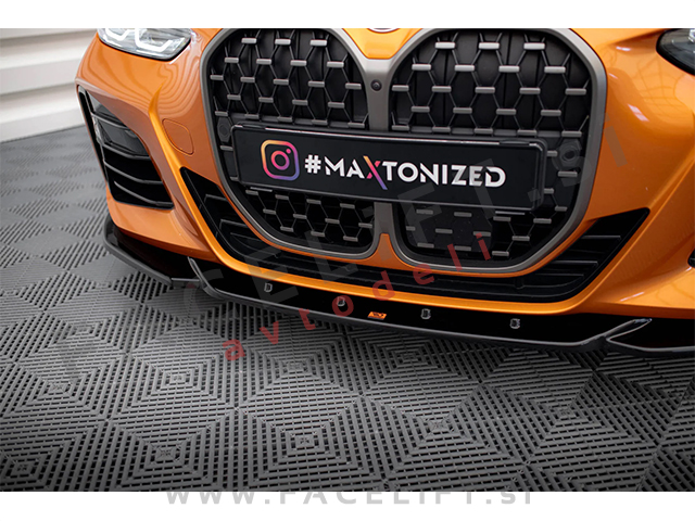 Podaljšek sprednjega odbijača V.4 črni sijaj BMW 4 M-Pack, M440i G22 G23 20-