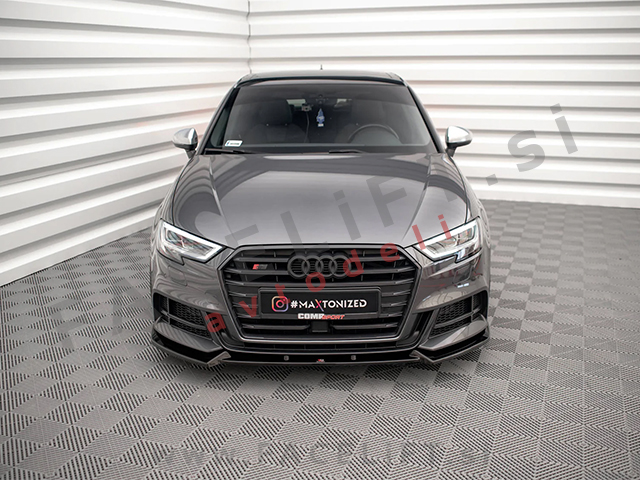 Podaljšek sprednjega odbijača V.1 črni sijaj Audi A3 S3 S line 8V 16-20