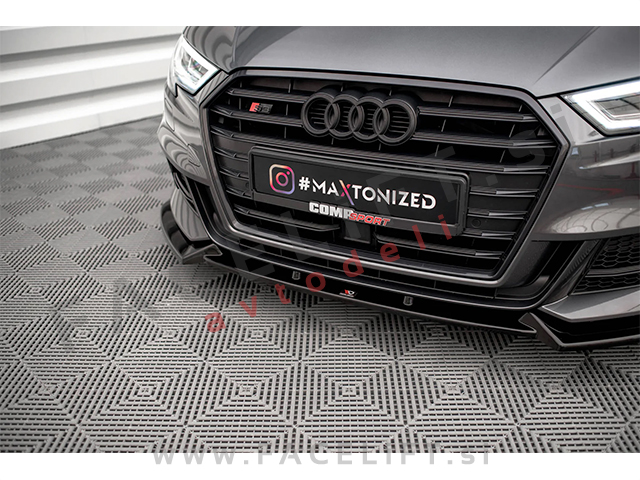 Podaljšek sprednjega odbijača V.1 črni sijaj Audi A3 S3 S line 8V 16-20