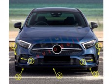 Podaljšek sprednjega odbijača in dodatki črni sijaj Mercedes A W177 AMG Line 18-