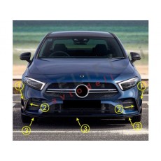 Podaljšek sprednjega odbijača in dodatki črni sijaj Mercedes A W177 AMG Line 18-