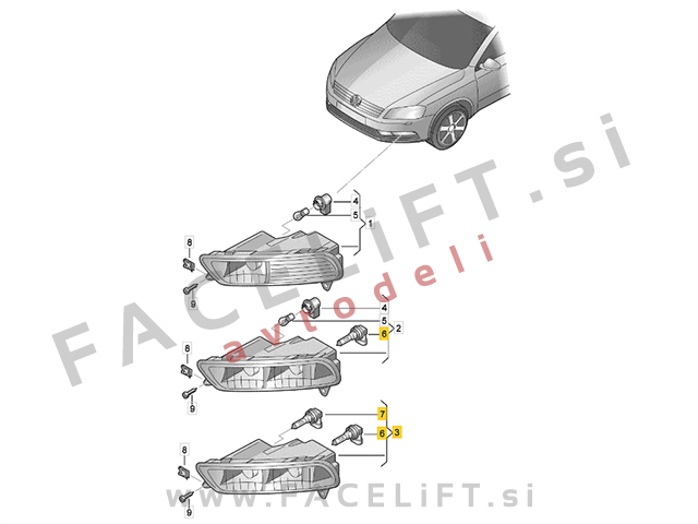 Meglenka desna z funkcijo zavoja VW Passat B7 10-14