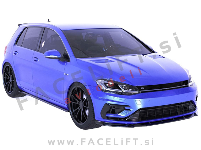 Podaljšek sprednjega odbijača črni sijaj VW Golf 7.5 R, R-Line 17-20