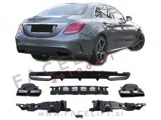 Difuzor z nastavki za izpuh črni Mercedes C S205 W205 AMG Line 14-18