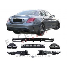 Difuzor z nastavki za izpuh črni Mercedes C S205 W205 AMG Line 14-18