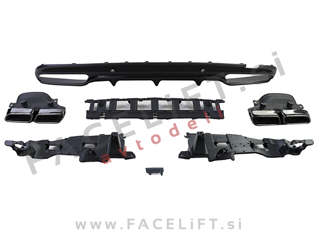 Difuzor z nastavki za izpuh črni Mercedes C S205 W205 AMG Line 14-18