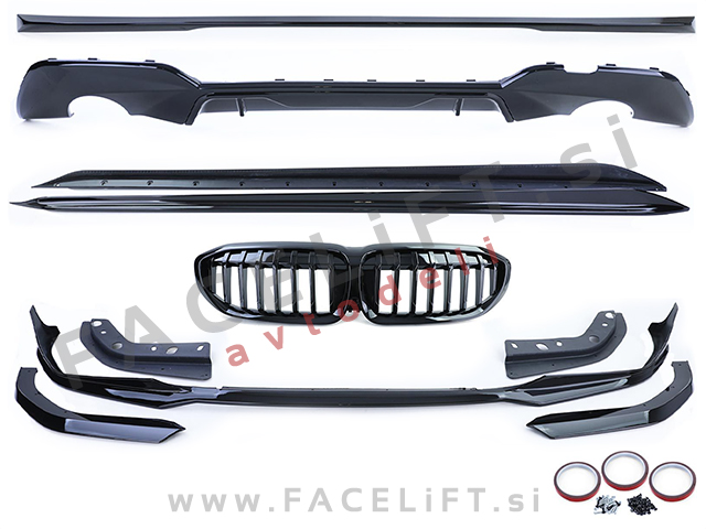 Body kit M-Performance izgled črni sijaj BMW 3 Limuzina G20 M-Pack 19-22