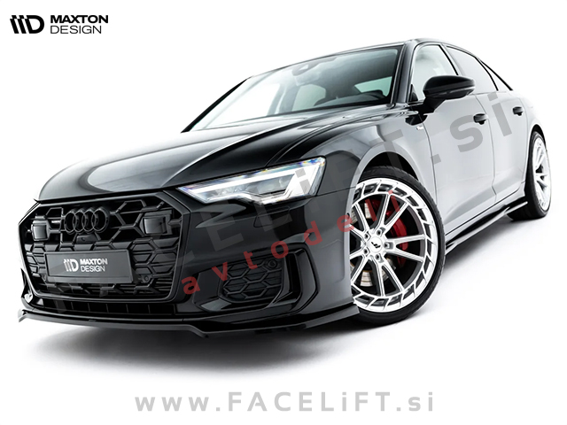 Podaljšek sprednjega odbijača V.1 črni sijaj Audi A6 S6 S line C8 18-25