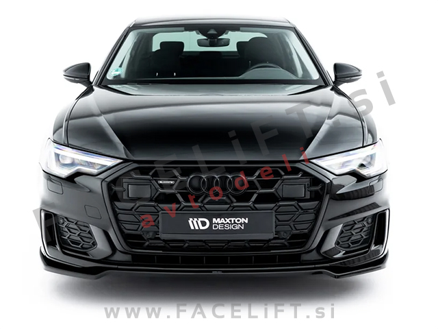 Podaljšek sprednjega odbijača V.1 črni sijaj Audi A6 S6 S line C8 18-25