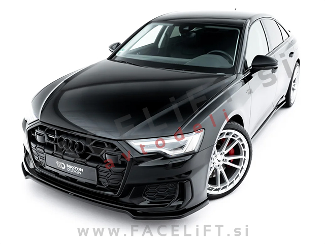 Podaljšek sprednjega odbijača V.1 črni sijaj Audi A6 S6 S line C8 18-25