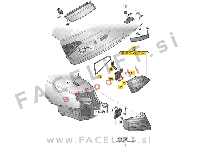 Zadnja notranja LED luč desna Audi A4 Limuzina B8 8K 07-11 Zadnja notranja LED luč desna Audi A4 Limuzina B8 8K 07-11