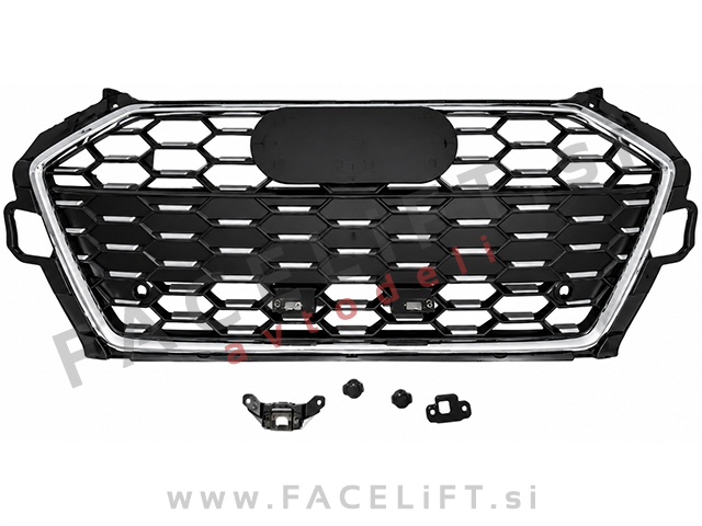 Maska črna kromirana sijaj Audi A4 B9 19-24