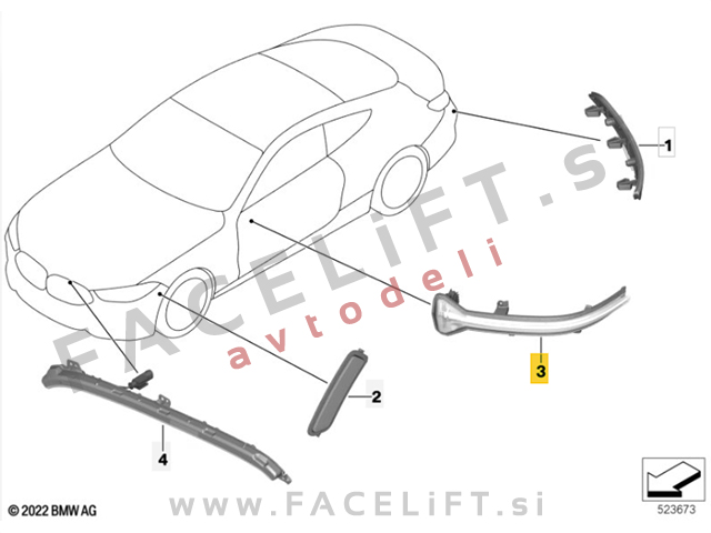 Smernik bočnega ogledala desni BMW 5 G30 G31 17-23