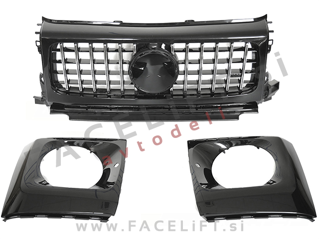 Maska črna kromirana sijaj Mercedes G W463 18-24