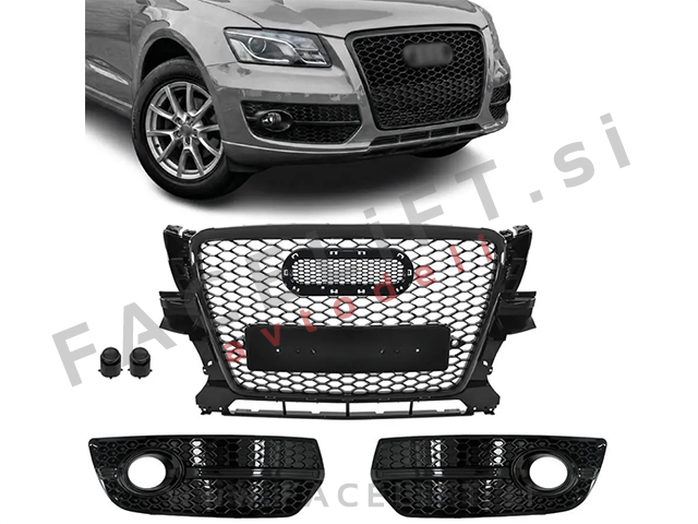 Maska in mreže odbijača RS izgled črna sijaj Audi Q5 8R 08-12 Maska in mreže odbijača RS izgled črna sijaj Audi Q5 8R 08-12