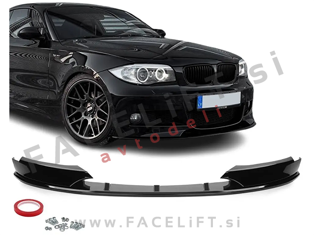 Podaljšek sprednjega odbijača črni sijaj BMW 1 E82 E88 M-Sport 07-13