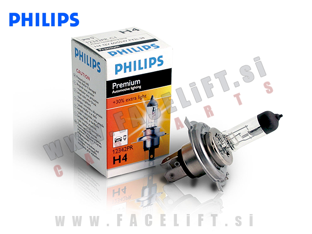 Halogenska žarnica Philips Premium +30% H4 60/55W 12V Halogenska žarnica Philips Premium +30% H4 60/55W 12V