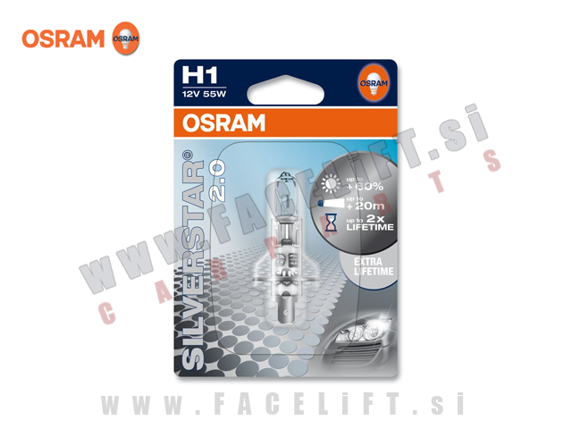 Halogenska žarnica Osram Silverstar 2.0 +60% H1 55W 12V Halogenska žarnica Osram Silverstar 2.0 +60% H1 55W 12V