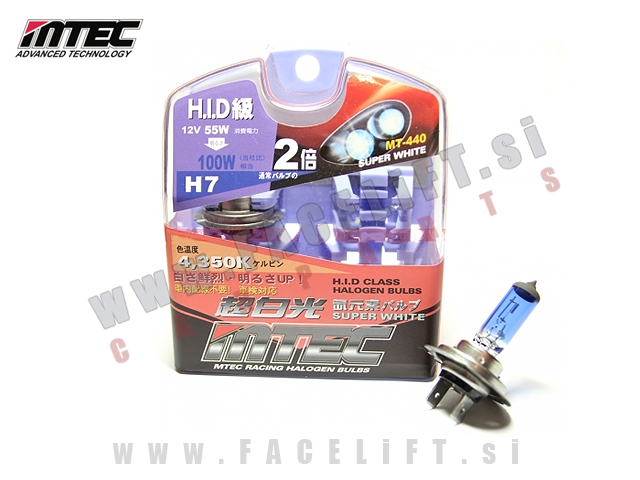 Halogenske žarnice MTEC Super White 4350K H7 55W (100W) 12V Halogenske žarnice MTEC Super White 4350K H7 55W (100W) 12V