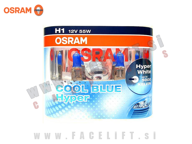 Halogenske žarnice Osram Cool Blue Hyper 5000K H1 55W 12V Halogenske žarnice Osram Cool Blue Hyper 5000K H1 55W 12V