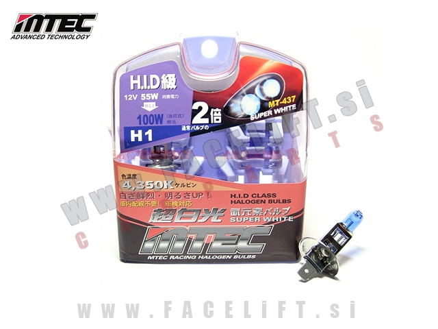 Halogenske žarnice MTEC Super White H1 4350K 55W (100W) 12V Halogenske žarnice MTEC Super White H1 4350K 55W (100W) 12V
