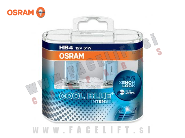 Halogenske žarnice Osram Cool Blue Intense +20% HB4 (9006) 51W 12V Halogenske žarnice Osram Cool Blue Intense +20% HB4 (9006) 51W 12V