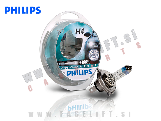 Halogenske žarnice Philips X-treme Vision +100% H4 60/55W 12V Halogenske žarnice Philips X-treme Vision +100% H4 60/55W 12V