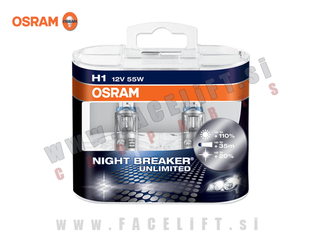 Halogenske žarnice Osram Night Breaker Unlimited H1 55W 12V Halogenske žarnice Osram Night Breaker Unlimited H1 55W 12V