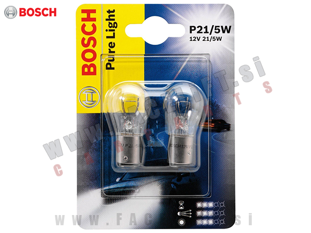 Halogenske žarnice Bosch Pure Light P21/5W (BAY15d) 21W/5W 12V Halogenske žarnice Bosch Pure Light P21/5W (BAY15d) 21W/5W 12V
