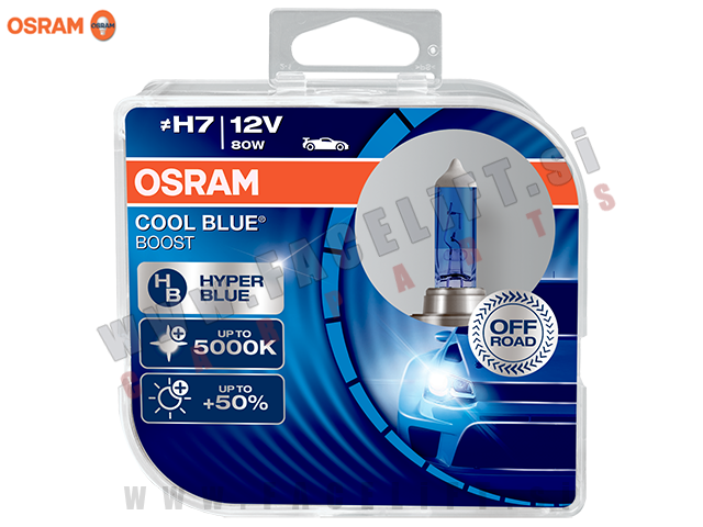 Halogenske žarnice Osram Cool Blue Boost 5000K +50% H7 80W 12V Halogenske žarnice Osram Cool Blue Boost 5000K +50% H7 80W 12V