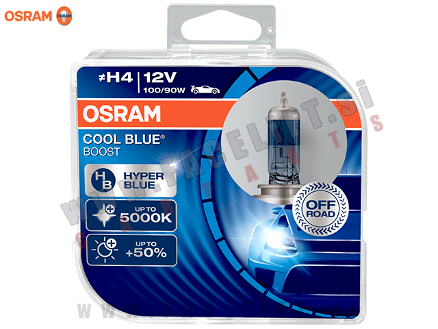 Halogenske žarnice Osram Cool Blue Boost 5000K +50% H4 100/90W 12V Halogenske žarnice Osram Cool Blue Boost 5000K +50% H4 100/90W 12V