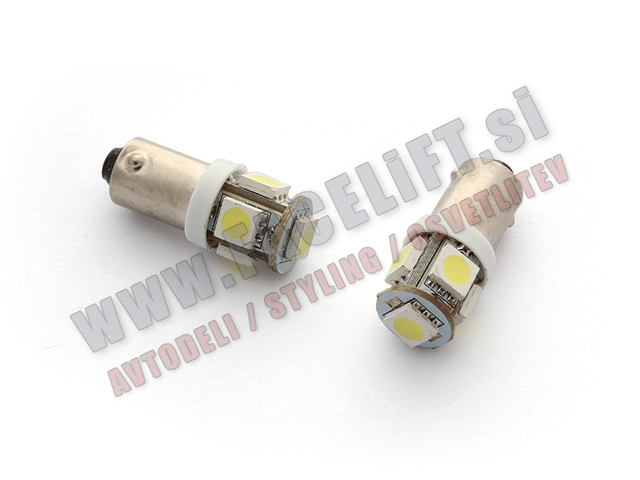 LED žarnica BA9S (H6W) 5x SMD (5050) 12V bela LED žarnica BA9S (H6W) 5x SMD (5050) 12V bela