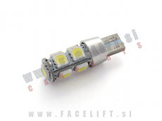 LED žarnica T10 W5W 9x SMD (5050) CANBUS hladilno telo