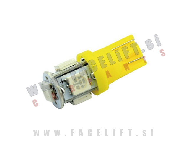 LED žarnica / T10 W5W / 5x SMD (5050) / rumena / 12V