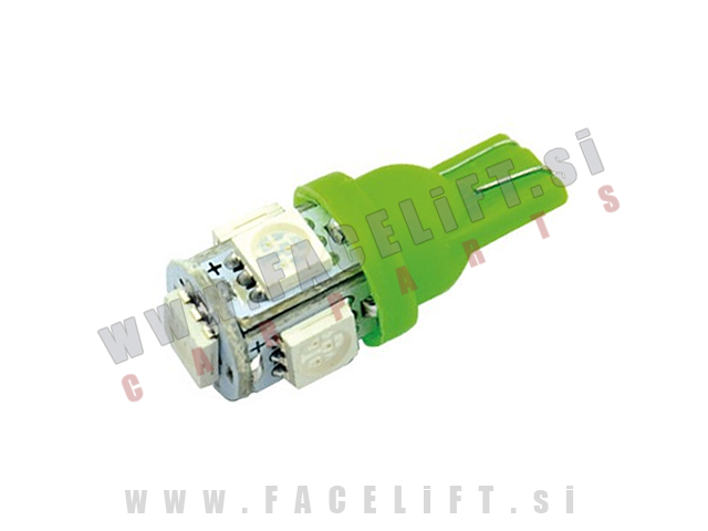 LED žarnica / T10 W5W / 5x SMD (5050) / zelena / 12V LED žarnica / T10 W5W / 5x SMD (5050) / zelena / 12V