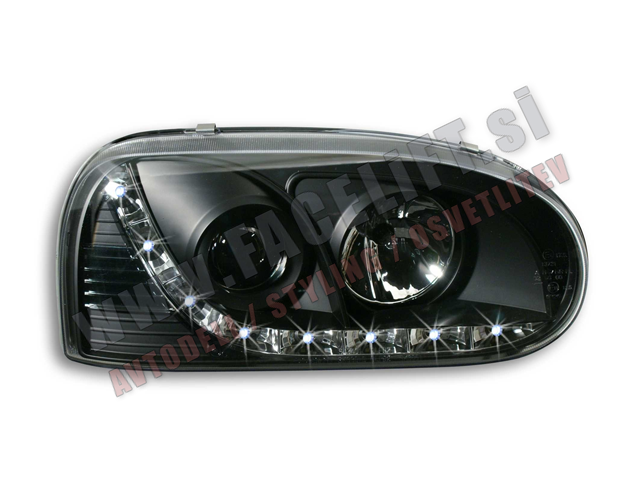 VW Golf 3 / sprednji žarometi z DevilEyes pozicijo in lečo