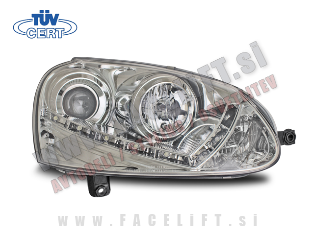 VW Golf 5 / sprednji žarometi z LED DevilEyes pozicijo in lečo VW Golf 5 / sprednji žarometi z LED DevilEyes pozicijo in lečo