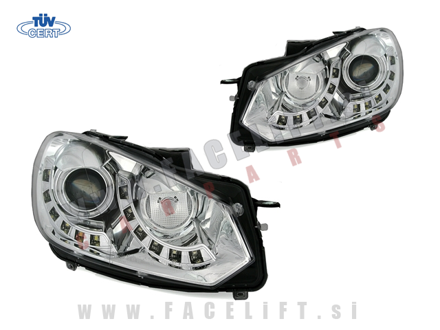 VW Golf 6 / 5K (08-13) / žarometi z LED dnevnimi lučmi in lečo