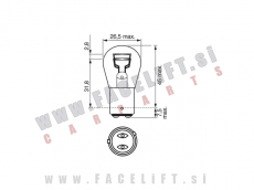 Halogenska žarnica Narva P21/4W (BAZ15d) 21W/4W 12V