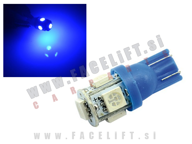 LED žarnica T10 W5W 5x SMD (5050) modra 12V LED žarnica T10 W5W 5x SMD (5050) modra 12V